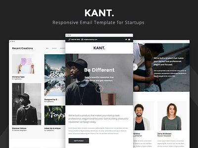 Kant - Responsive Email for Startups campaign monitor email boilerplate email framework email marketing email template mailchimp mailster pine portfolio responsive email stampready startup