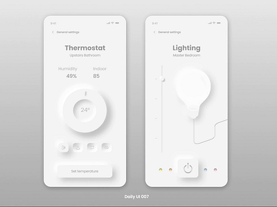 Daily UI 007 - Settings 007 3d appsettings components dailyui figma home neumorphic neumorphism prototype settings smarthome weather
