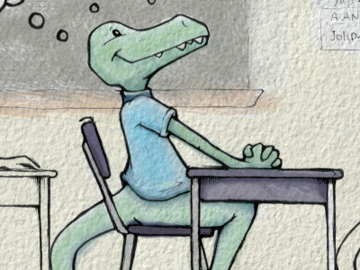 Chatty Charly art book childrens book desk dinosaur illustration student