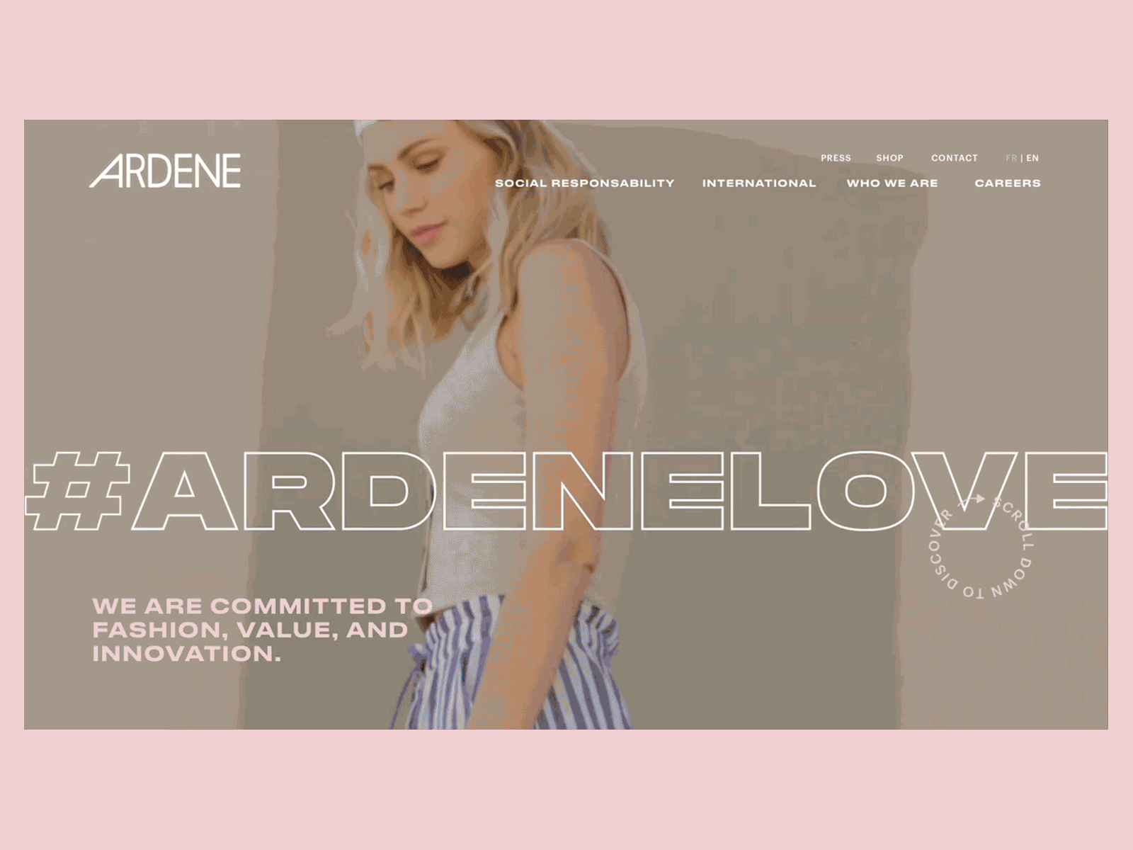 Ardene - Corporate Website animation corporate fashion homepage outline video