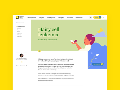 Canadian Cancer Society - Website app cancer desease hospital human illustration medical serif website yellow