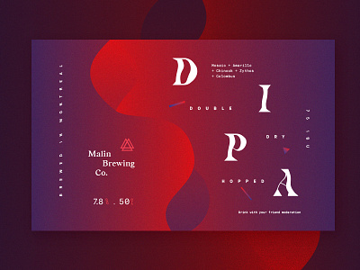Malin Brewing Co. - DIPA beer bottle brewing craft beer gradient ipa label print purple red serif