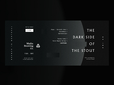 The dark side of the Stout beer black bottle brewing craft beer gradient label moon print serif stout white