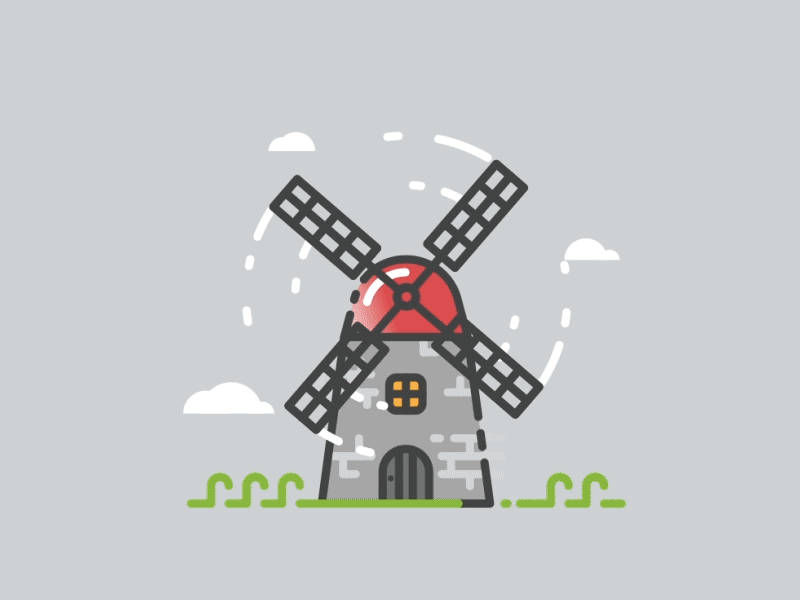 Animated Windmill - Infographic Paradise (Kirp) animated gif animation cityscape collaboration design gifs illustration isometric motion graphics video