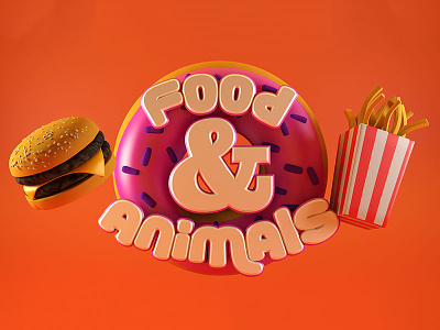Animals & Food - A 3D Design Project 3d type blocks cinema4d cr6 type isometric typography