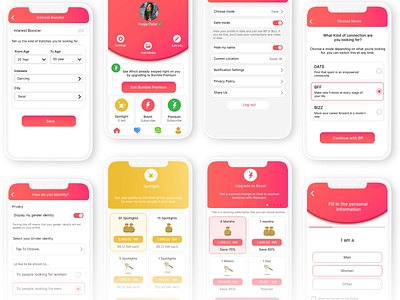 Dating Mobile Application - Design Concept application datting graphic design landing page logo mobile app ui ux