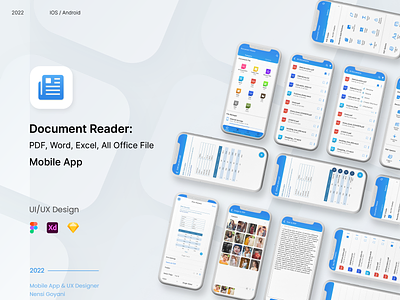 Document Reader design document landing page mobile app pdf reader ui ux word