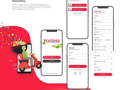Foodie mobile app design food graphic design login logo mobile app restorent sign up ui ui ux