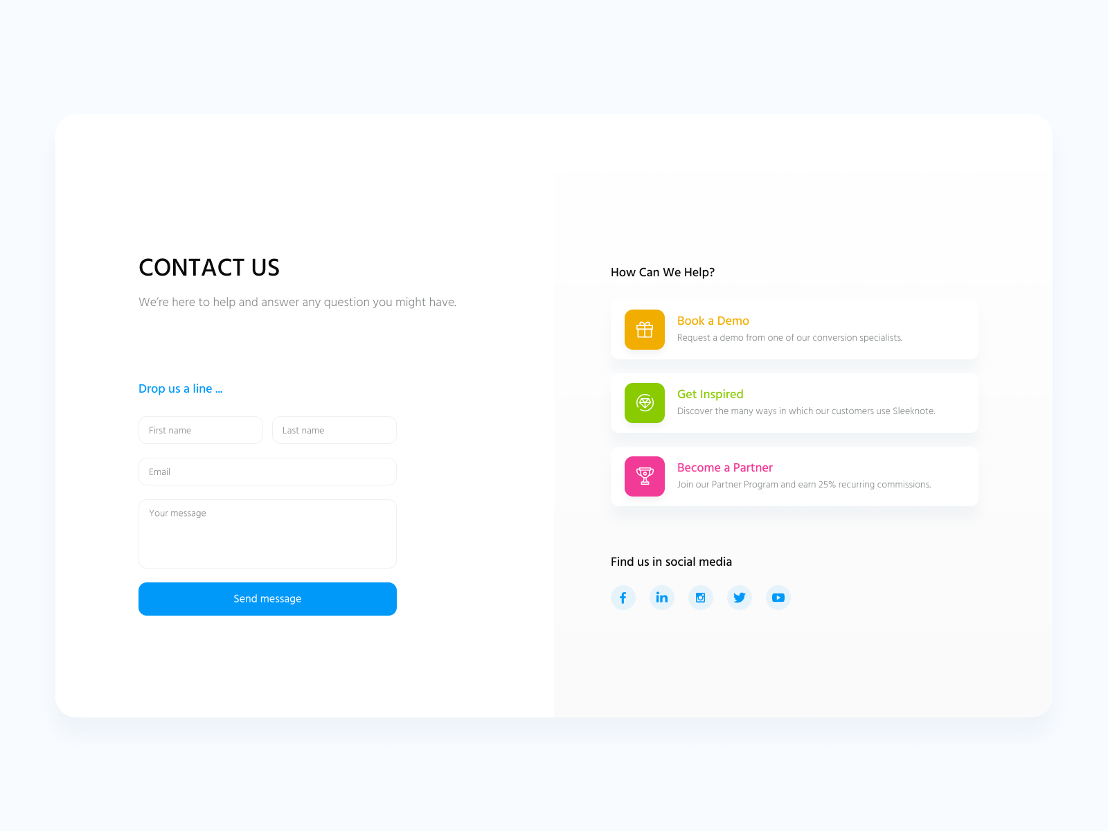 Web design of Contact Us page by Lana Khmilovska on Dribbble