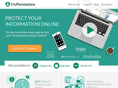 MyPermissions website redesign computer flat green homepage permissions responsive security website