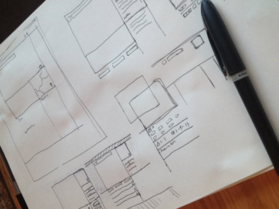 Campchaser Layout Sketch brainstorming layout pen sketch