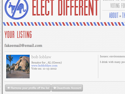 Elect Different profile page web design