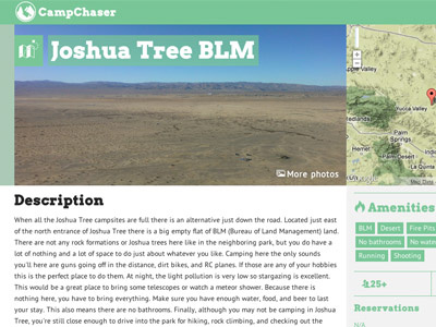 CampChaser Redesign green redesign web design