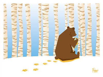 Paw Design - Bear animal bear card honey illustration paw design poetic postcard print snow winter