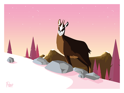 Paw Design Chamois animal card chamois christmas tree illustration mountain paw design poetic postcard print snow winter