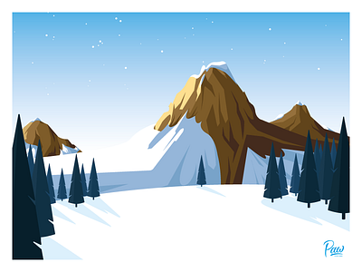 Paw Design Montagne card christmas tree illustration mountain paw design poetic postcard print snow winter