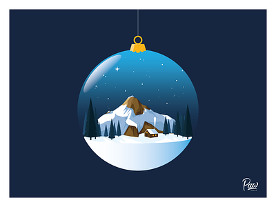Paw Design - Christmas Ball card christmas christmas ball christmas tree illustration mountain paw design poetic postcard print snow winter