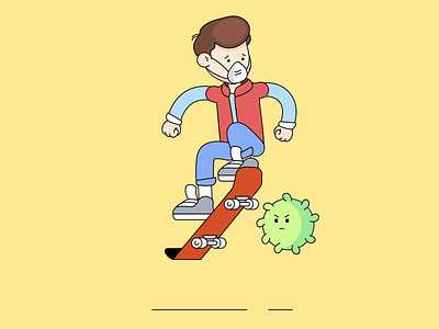 Pandemic animation character character animation covid19 illustration illustration design ride skateboard virus