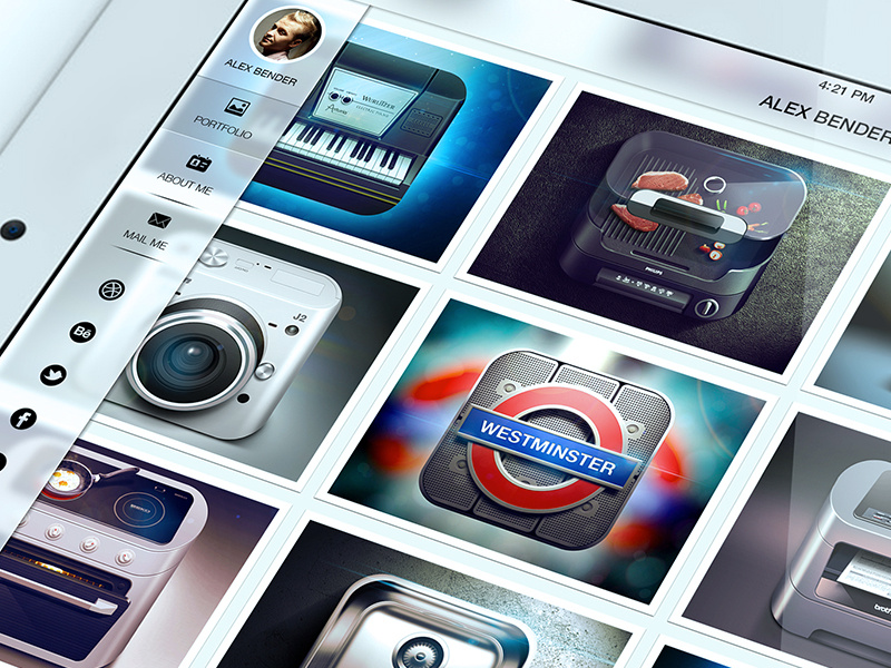 iPad Mobile Portfolio iOS 7 Style by ALEX BENDER on Dribbble
