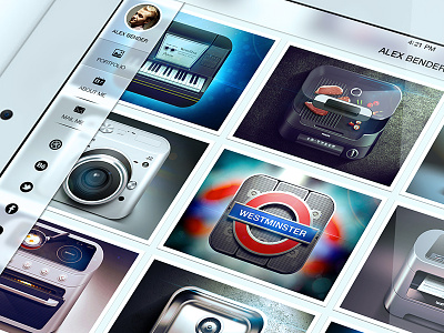 iPad Mobile Portfolio iOS 7 Style app buttons glass icon interface ios ipad iphone moscow portfolio russia ui