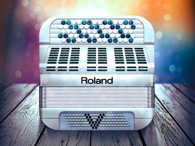 roland iOS Icon accordion app button design icon ios light moscow music russia shadow texture