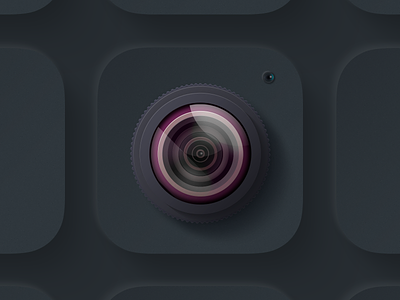 Camera iOS icon Dark app application branding camera design glare icon illustration ios ios app iphone leica lens logo photo social ui uiux ux