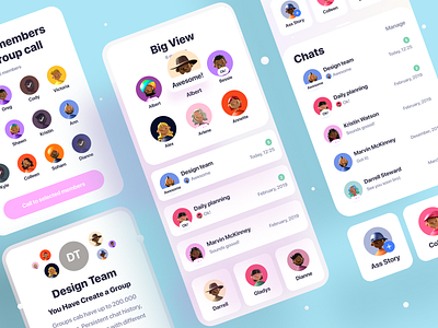 Clean Chat App (Available on Creative Market) animatiom app app design branding buble chat crypto feed iphone logo messenger messenger app mobile app design notification profile social ui ux web3 whatsapp