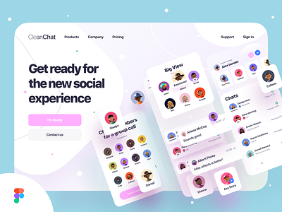 Clean Chat App Landing (Available on Creative Market) animation app app design chat crypto ios landing landing page message messenger mobile app design profile ui ux web web design web3 website