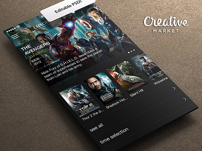 Cinema App PSD app cinema cover icon ios ios7 movie tv tvshows ui ux