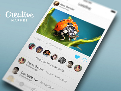 Social Photo App PSD app friends ios ios7 photo social ui ux