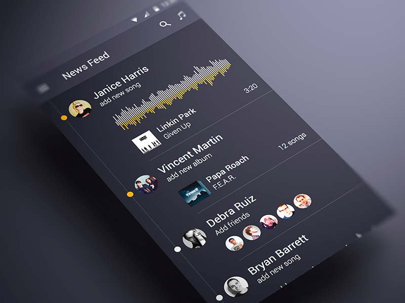 Android music App Material design News Feed by ALEX BENDER ...