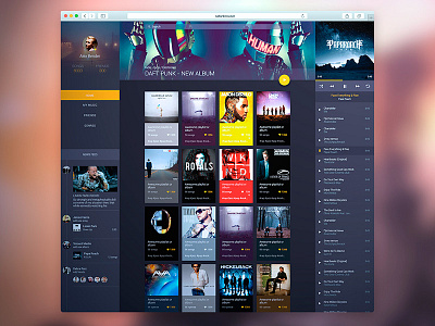 Music Web material material design music news player playlist profile sidebar ui user web