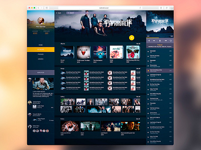 Music Web Artist View material material design music news player playlist profile sidebar ui user web