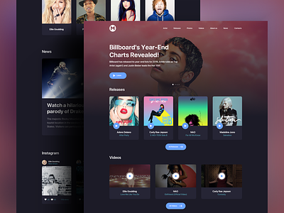 Website for Production Center Dark app cards cover ios iphone music player skooby star ui ux videos