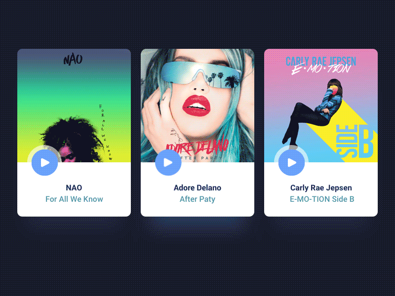 Music Animation for Web app cards cover ios iphone music player star ui ux videos