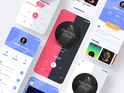 Music Player mobile app design animation web design branding app cards cover icon ios iphone mobile music music app musician player ux