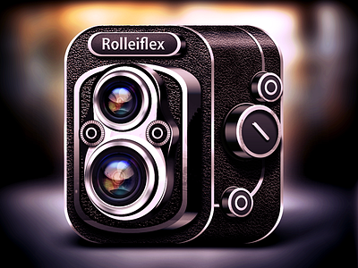 Rolleiflex Camera Icon app camera flare glare icon ios ipad iphone lens lights logo mobile photo reflections retro shadows ui vector