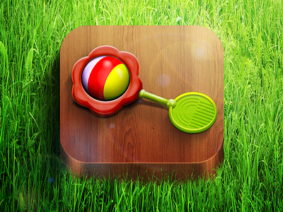 iOS rattle icon app ball flare grass happy highlight icon ios ipad iphone kids lights moscow rattle reflections russia shadows sun wood