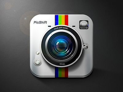 PicShift icon app brand camera flare highlight icon ios ipad lens lights logo metal mobile modern moscow phone photo reflections russia shadows ui vector