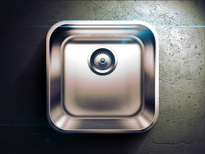 Kitchen Sink iOS icon app app icon black buttons dark flare fun gray highlight icon illustration ios ipad iphone kitchen light mobile moscow reflections russia shadow sink ui vector