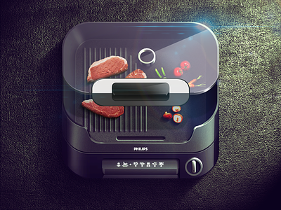 Grill iOS Icon app app icon appstore artwork buttons design details food glass graphicdesign grill highlight icon icons illustration interface ios ipad iphone light meat mobile moscow reflections russia shadow texture ui vector vegetables