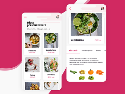 Personalized diet - app app application diet food food app foodie mobile personal pink ui uiux ux vegan vegetarian
