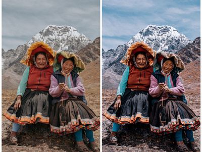 Photo Retouched Series #9 "Pair of Women in mountain" love