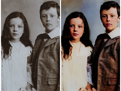 Photo Restoration Demo #3 "Two kids color restoration"