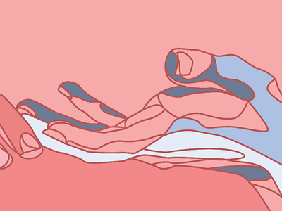 Feel Flows blue contour emotion hands illustrated line drawing pink