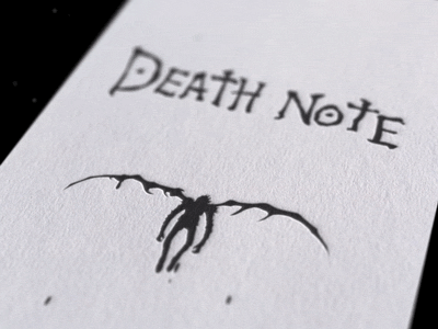 Death Note tribute black death gif loop motion note ryuk visitcard white