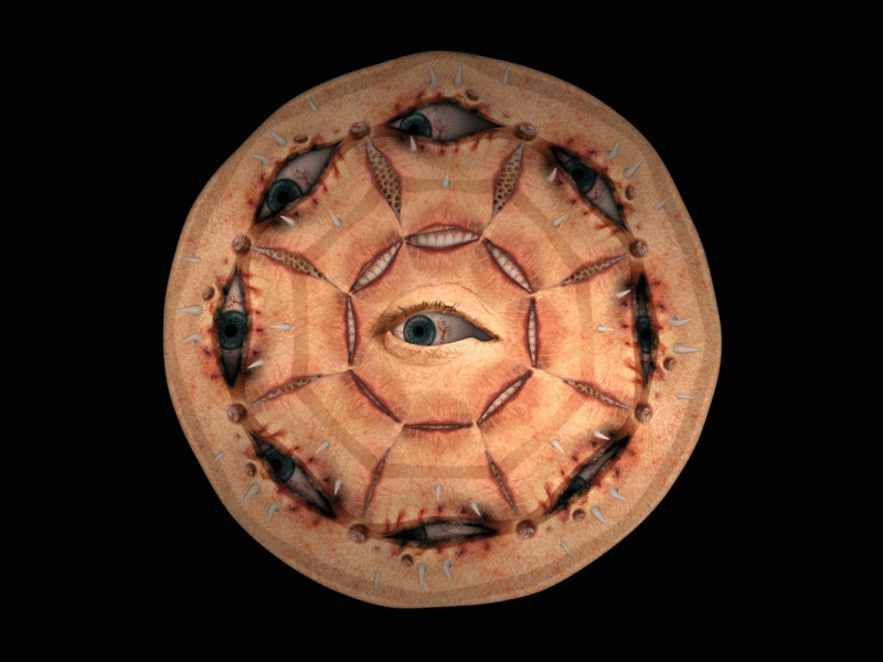Creepaleidoscope animated creepy cyriak eyes gif looped pizza teeth ugly weird