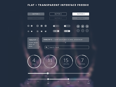 Freebie Friday | Flat Transparent UI Kit - .PSD link inside!