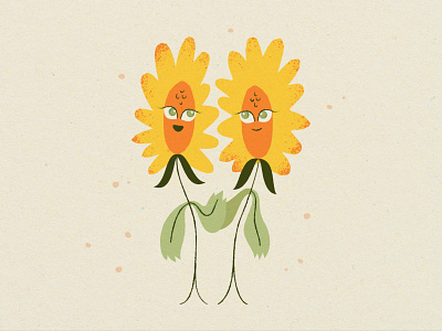 Summer Sunflowers card character flower friends illustration organic print sunflower texture vector