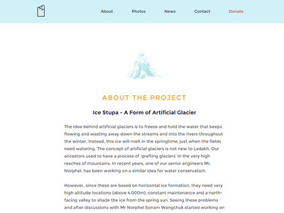 Ice Stupa Project Site about blue climate change donate glaciers ice minimal stupa website